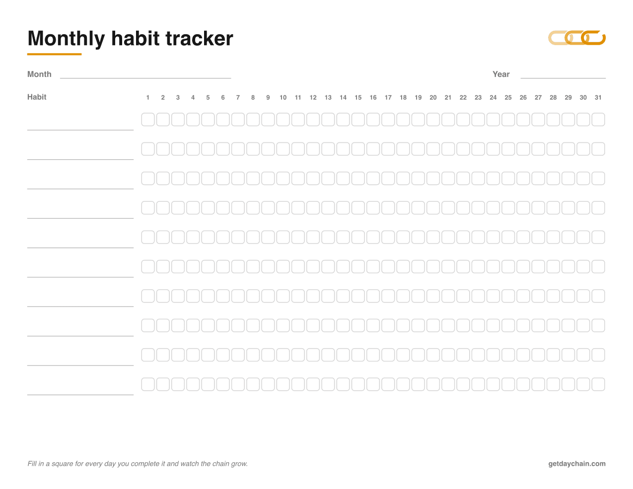Monthly habit tracker