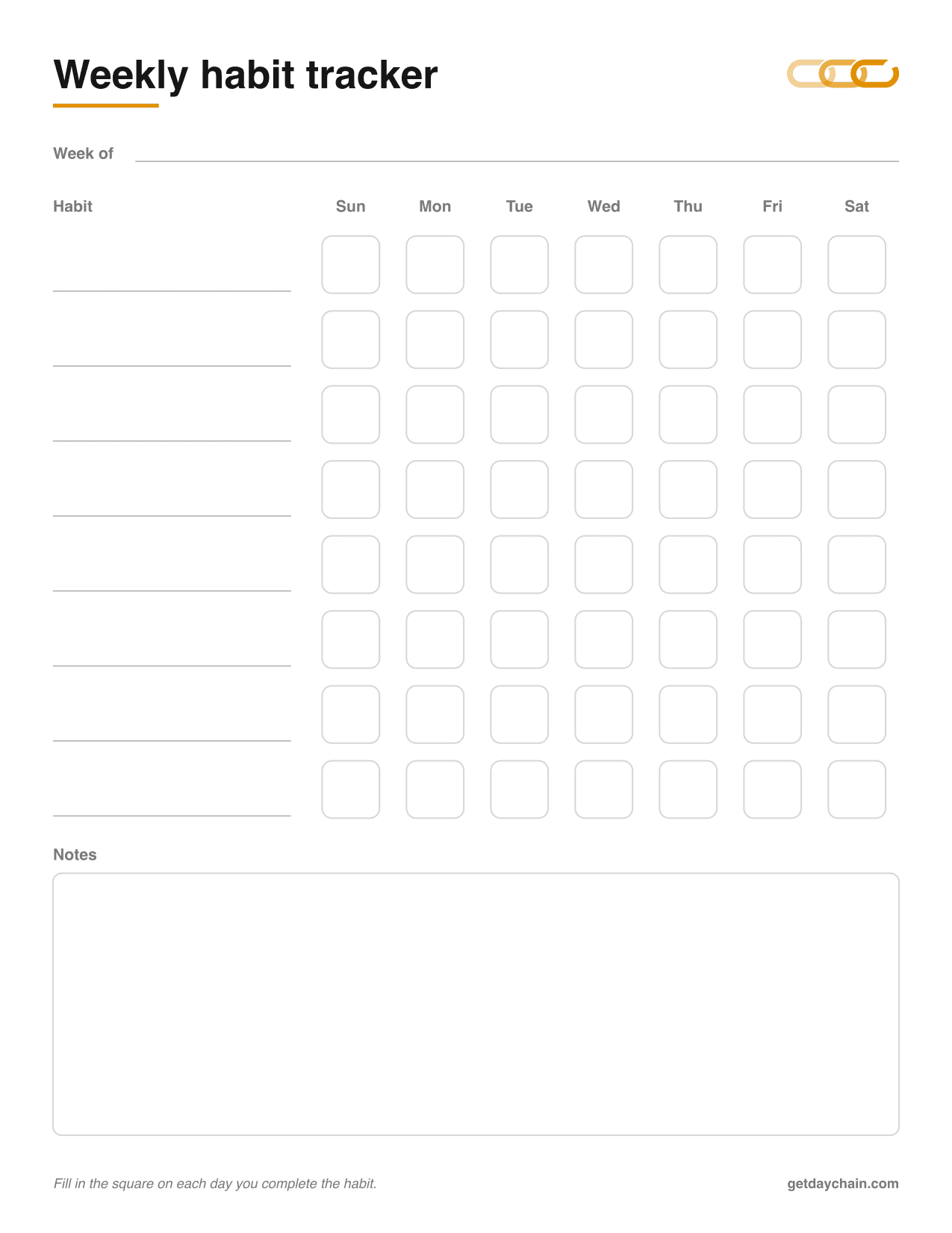 Weekly habit tracker