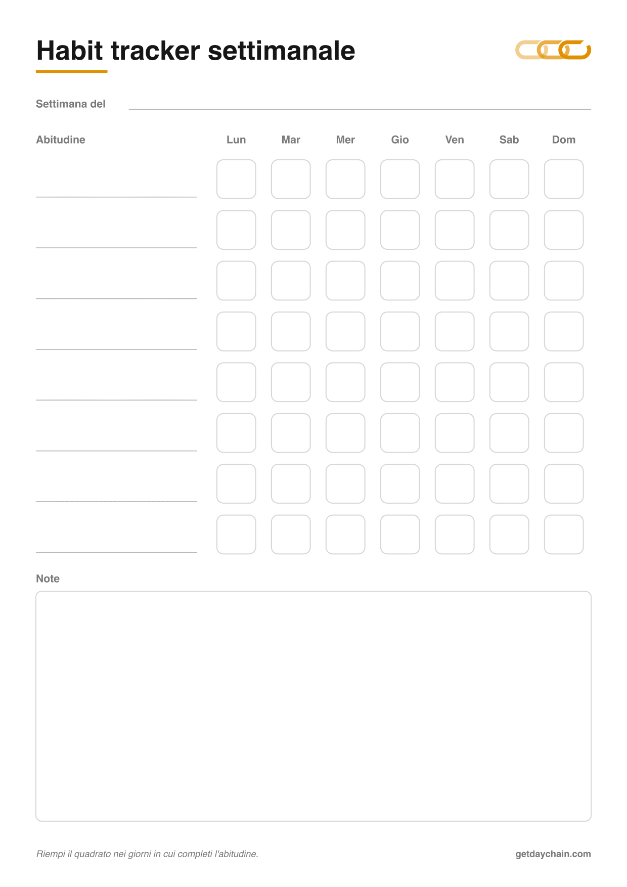 Habit tracker settimanale