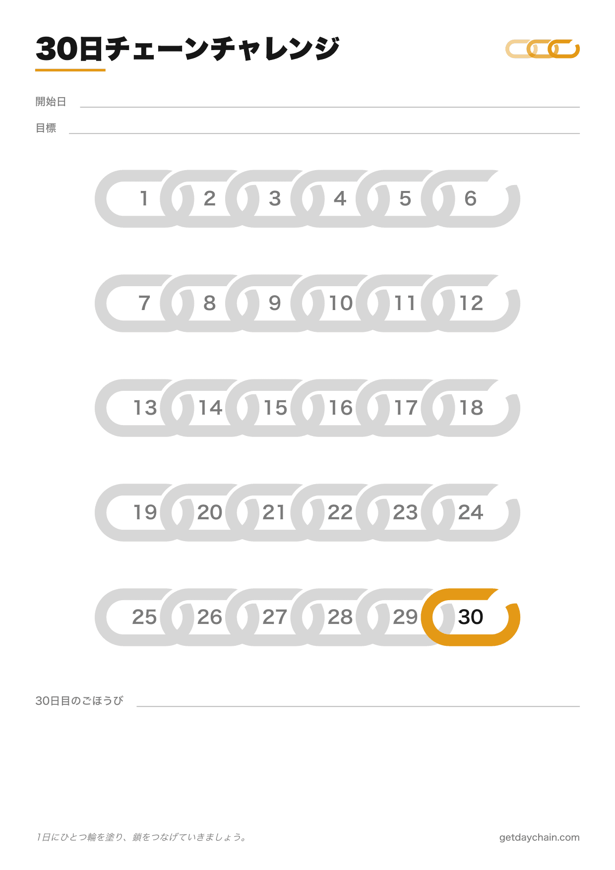 30日チェーンチャレンジ