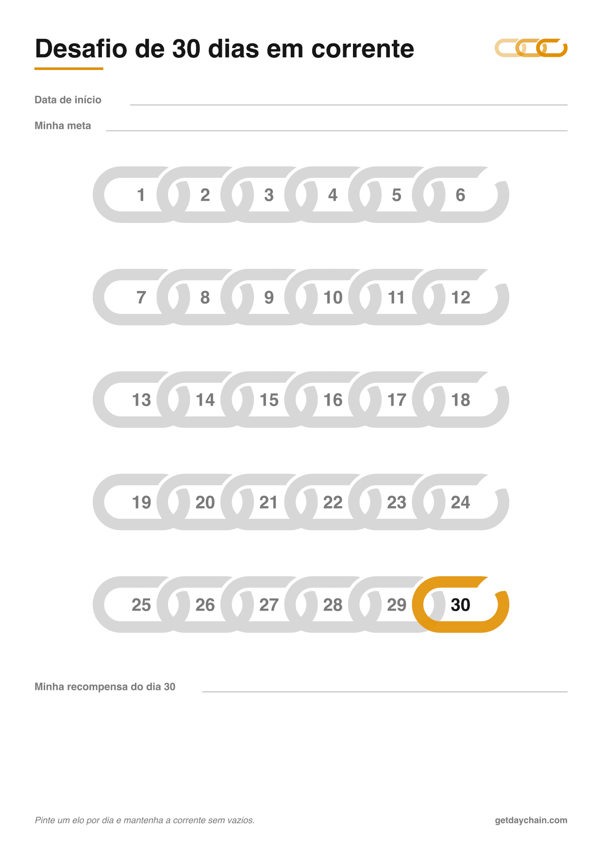 Desafio de 30 dias em corrente